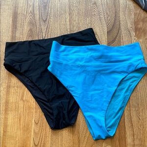 Black and Blue High cut cheeky Bikini Bottoms